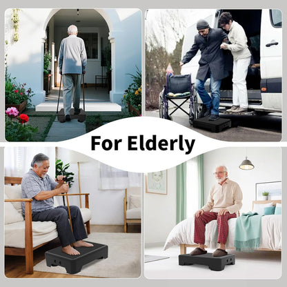 Adjustable Step Stool for Adults, Noctilucent Bed Step Stools, 660 LBS Capacity Non-Slip Safety Step Platform Indoor and Outdoor for Seniors and Kids, Wide Step Stools Elderly Assistance at Night