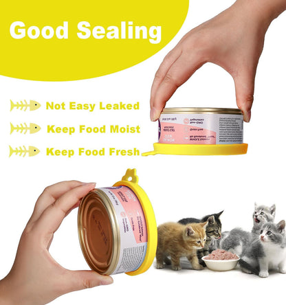 COMTIM Cat Food Can Covers Lids for 5.5 oz Cans, 2 Pack Silicone Cat Food Can Lids for 5.5 oz 5.3 oz Cans...Pet Food Can Covers Reusable Can Toppers Savers for Wet Food