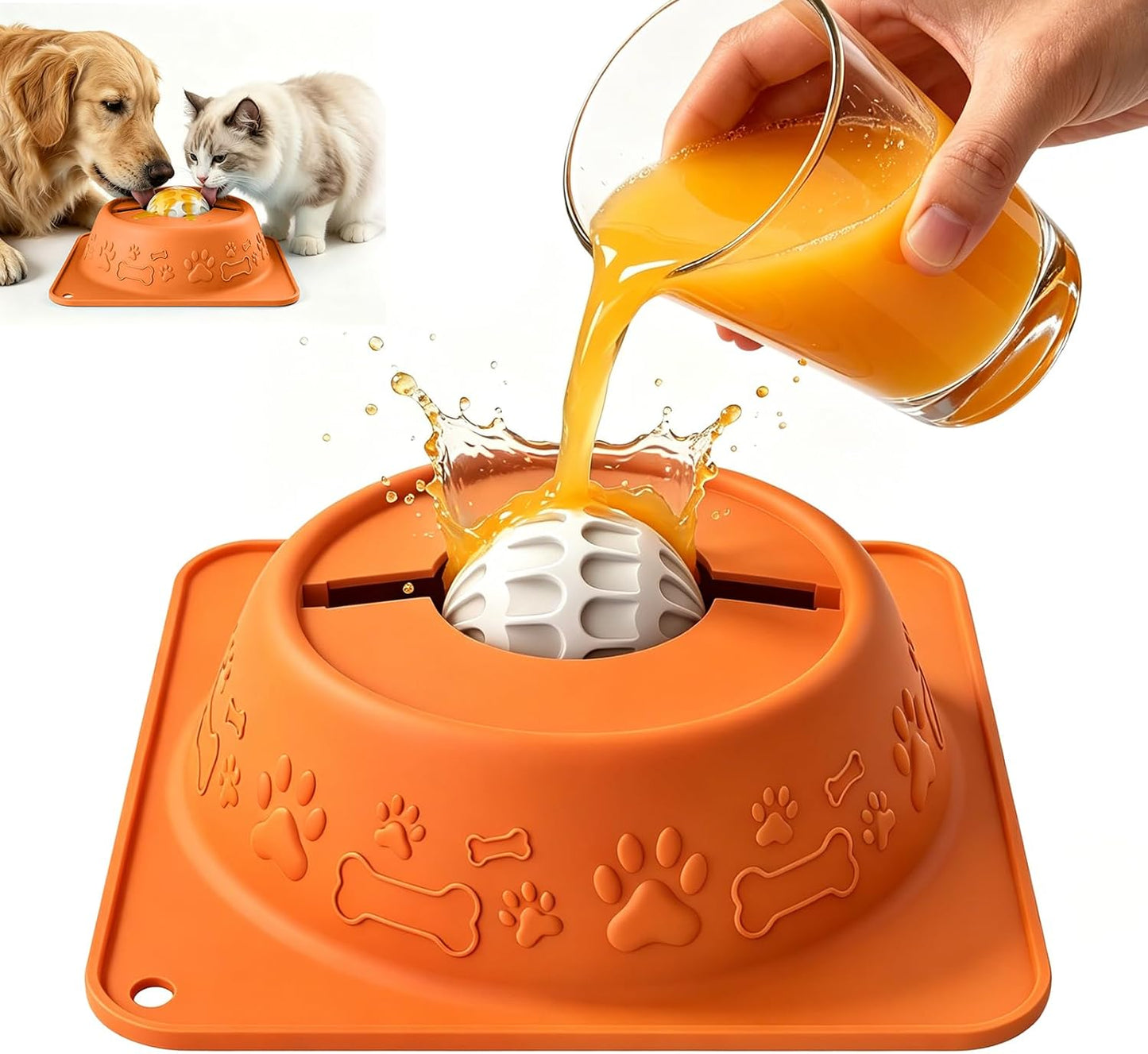 Slow Feeder Dog Bowl for Liquid Treats, Anti-Slip Lick Bowl, Bone Broth and Yogurt Puzzle Feeder, No Spill Pet Bowl Pup Lick Toy for Large Medium Small Dogs and Cats, Anxiety Relief, Blue