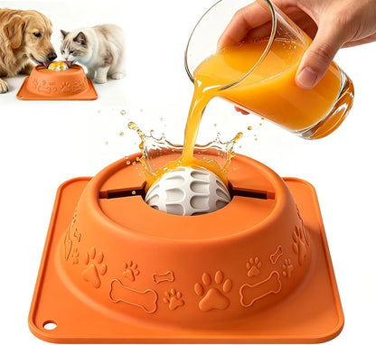 Slow Feeder Dog Bowl for Liquid Treats, Anti-Slip Lick Bowl, Bone Broth and Yogurt Puzzle Feeder, No Spill Pet Bowl Pup Lick Toy for Large Medium Small Dogs and Cats, Anxiety Relief, Blue