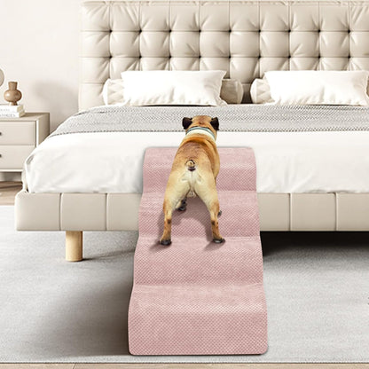 Dog Stairs for Small Dogs - High Density Foam Dog Ramp, Extra Wide Pet Steps with Non-Slip Bottom for High Beds, Couche and Sofa, Best for Pet Injured, Older Dogs Cats (Grey, 4 Steps)