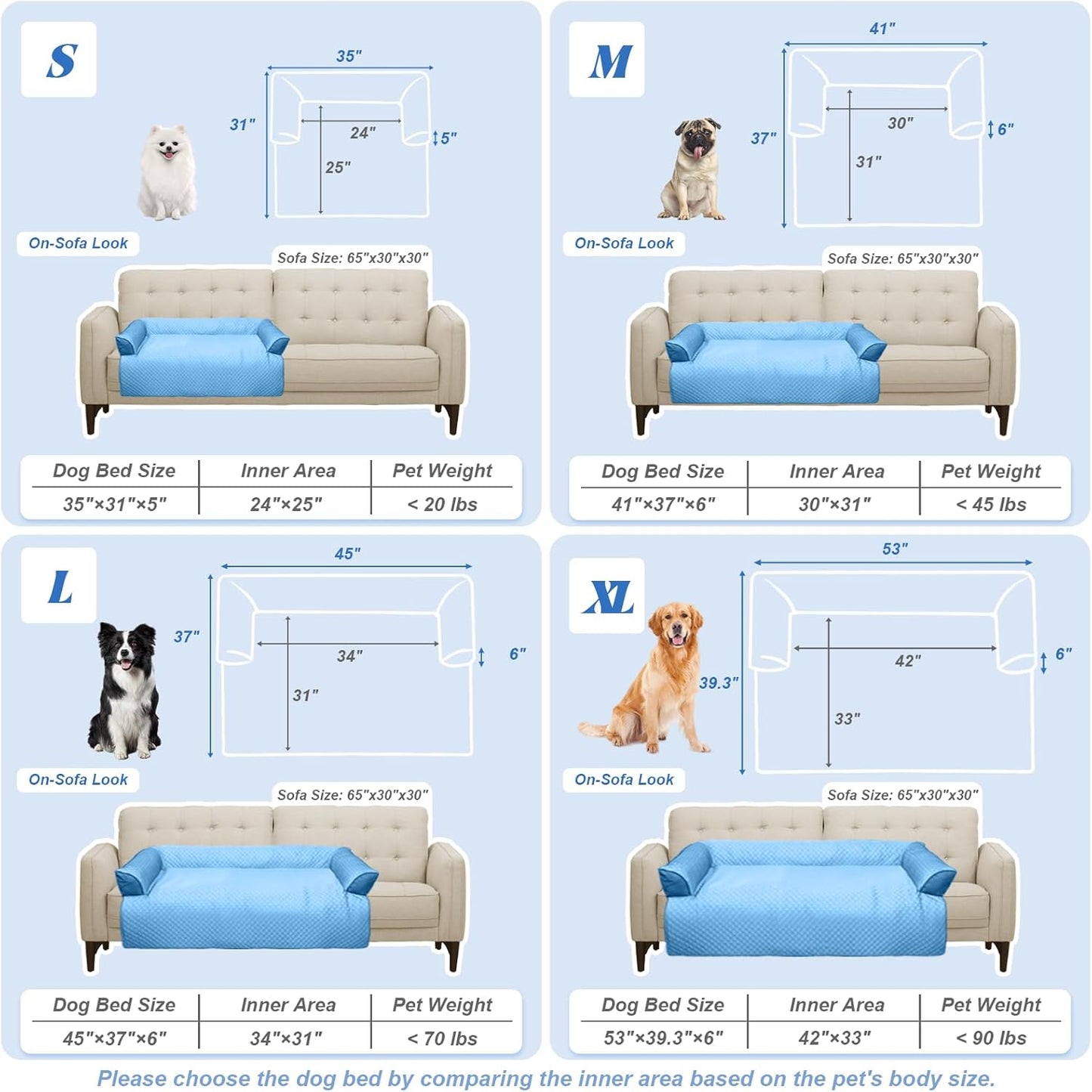 Calming Dog Bed Fluffy Plush Dog Mat for Furniture Protector with Removable Washable Cover for Large Medium Small Dogs and Cats (Large, Light Grey)