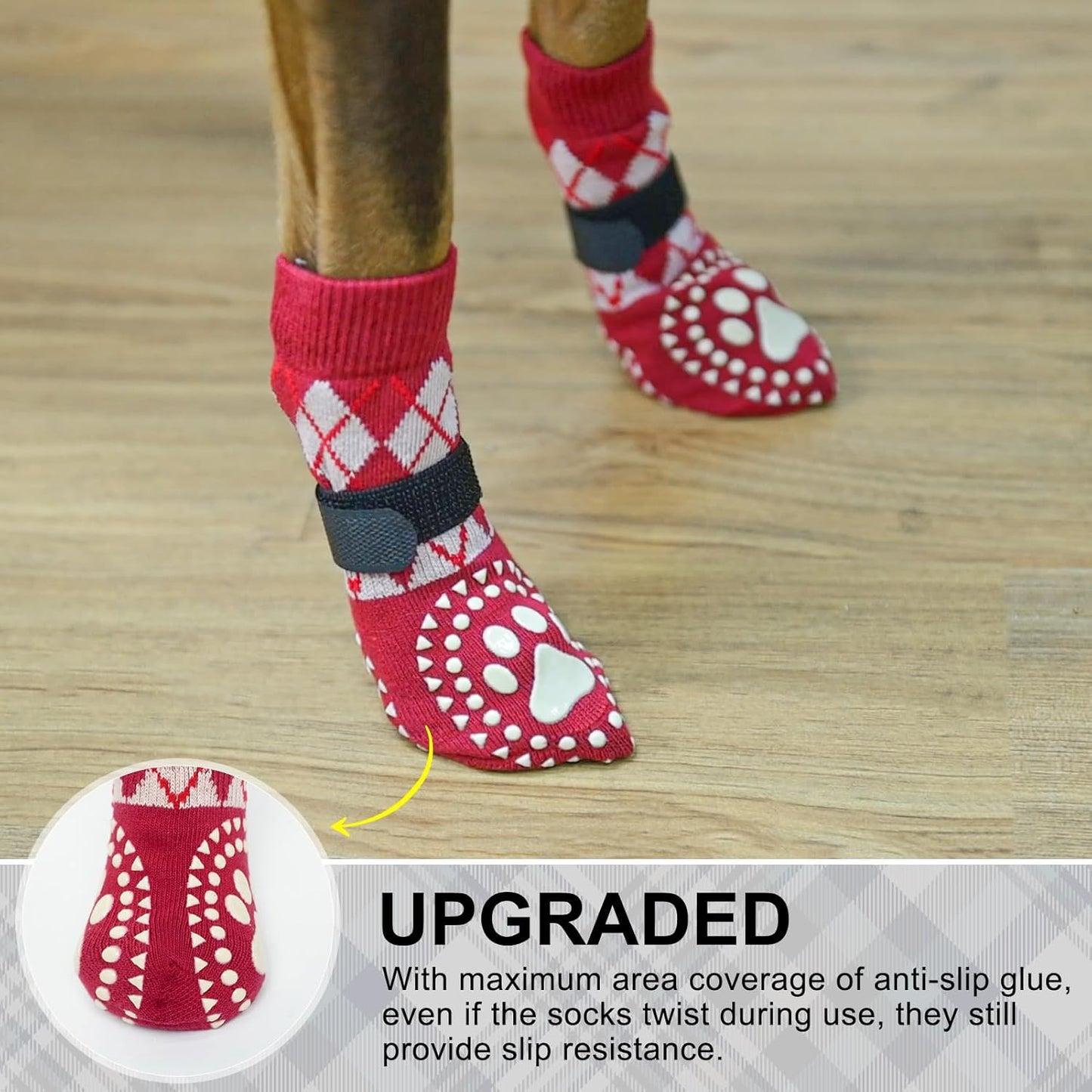 BEAUTYZOO Dog Socks to Prevent Licking Paws -Dog Shoes for Hot Pavement & Hardwood Floors Anti Slip, Traction Control Boots & Paw Protectors with Double Side Grips for Small Medium Large Senior Dogs