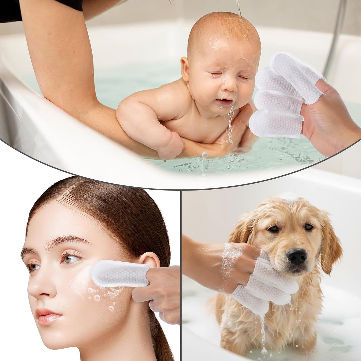 100 Pcs Cotton Finger Cots Dog Ear Wipes for Pet Ear Cleaning Cloth Finger Cots Fingers Covers Fingers Gloves Disposable for Nails Cleaning Dog Cat Teeth Cleanings Grooming Nail Trimming Precise Tasks