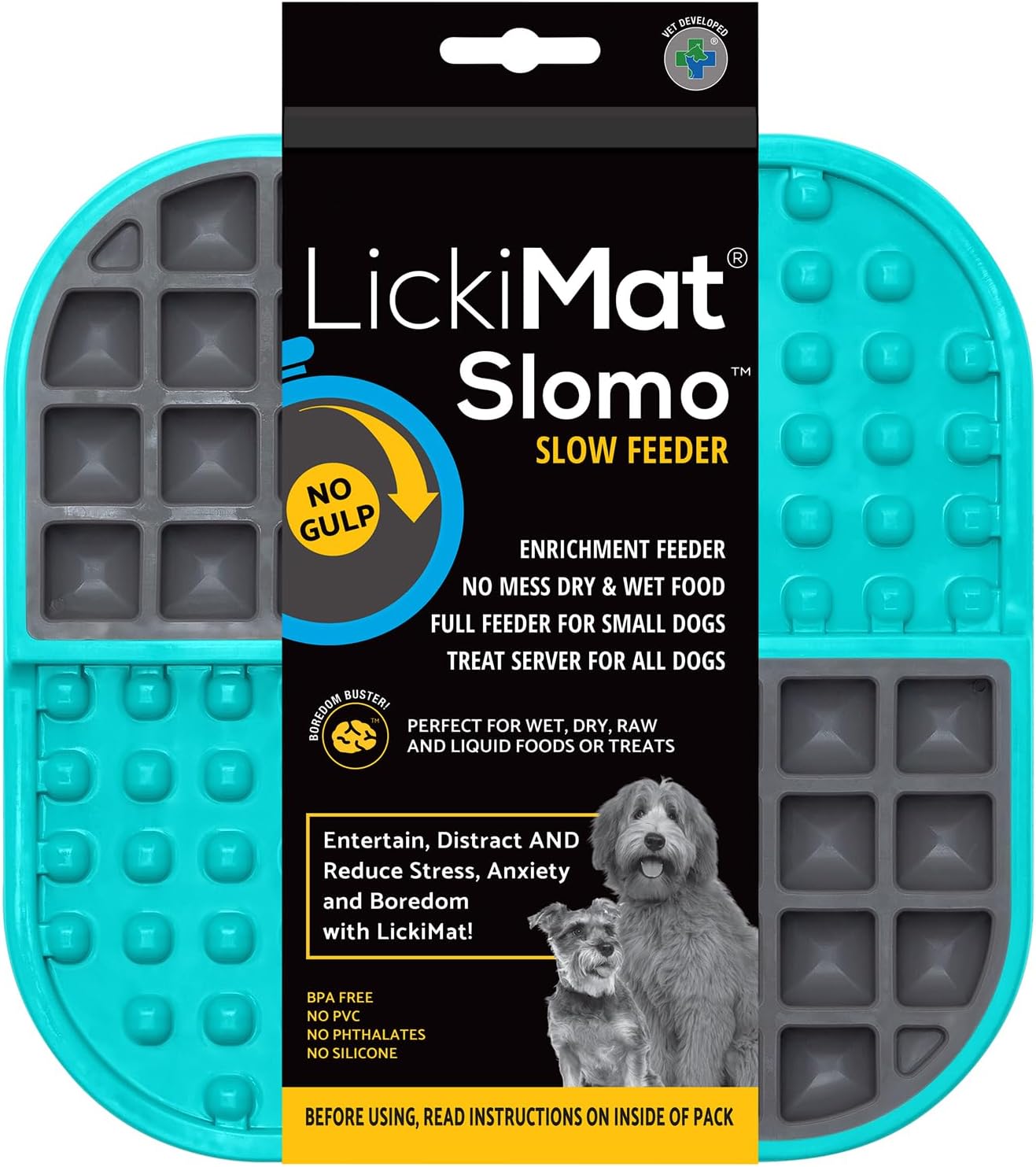 Lickimat Slomo, Dog Slow Feeding Lick Mat, Boredom Anxiety Reducer, Turquoise