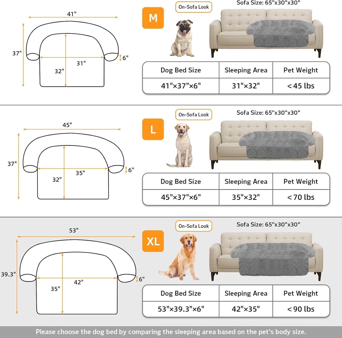 Calming Dog Bed Fluffy Plush Dog Mat for Furniture Protector with Removable Washable Cover for Large Medium Small Dogs and Cats (Large, Light Grey)