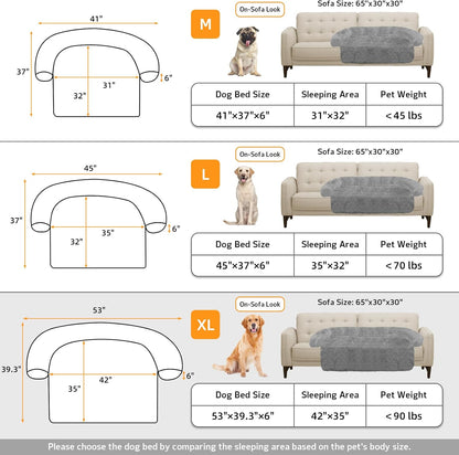Calming Dog Bed Fluffy Plush Dog Mat for Furniture Protector with Removable Washable Cover for Large Medium Small Dogs and Cats (Large, Light Grey)