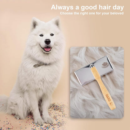 Furzone Wooden Slicker Brush - Stainless Steel Hard Pins for Dogs (Size M)