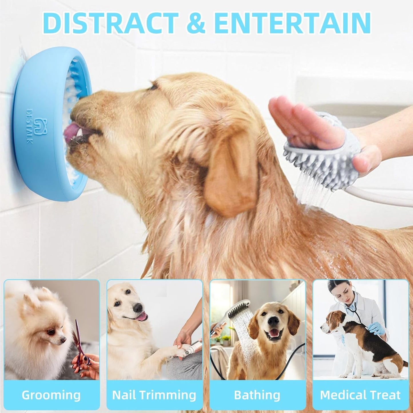 Dog Lick Bowl, Bestalk Anxiety Relief Lick Mat for Dogs, Non-Slip Freeze Licking Bowl Enrichment Puzzle Feeder for Distraction, BPA Free Silicone, Dishwasher Safe(Purple,L)
