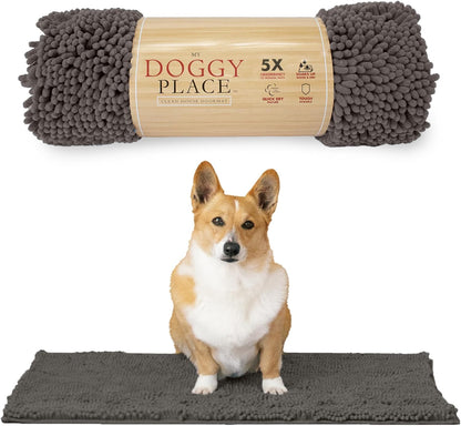 My Doggy Place Dog Mud Mat, 36"x26" Ash – Thick Microfiber Entry Rug for Snow, Mud & Salt – Absorbent, Quick-Dry, Washer-Safe & Non-Slip, Large