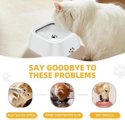 Dog Drinking Bowl, No-Spill Slow Feeder Water Bowl for Dogs and Cats with Floating Disk - Splash-Proof Design for Travel, Ideal for Small Dogs and Messy Drinker