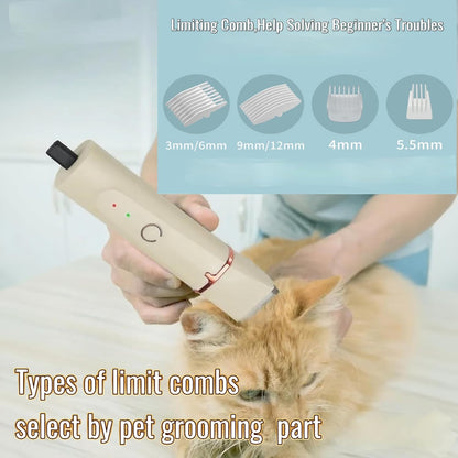 Low Noise 4-in-1 Dog Grooming Clippers Kit,Cordless Dog Nail Clipper,Dog Paw Trimmer,Cat Ear Trimmer,Pet Cat Dog Hair Trimmer for Small Large Dogs Cats and Rabbits Grooming at Home(Beige)