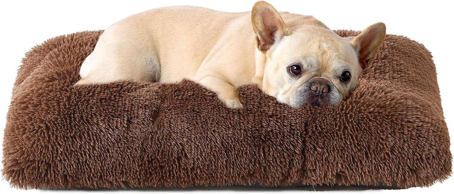 EHEYCIGA Fluffy Dog Crate Bed for Medium Dogs, Plush Faux Fur Crate Pad, Calming Anti Anxiety Medium Dog Bed, Washable Soft Warm Crate Mat with Non-Slip Bottom