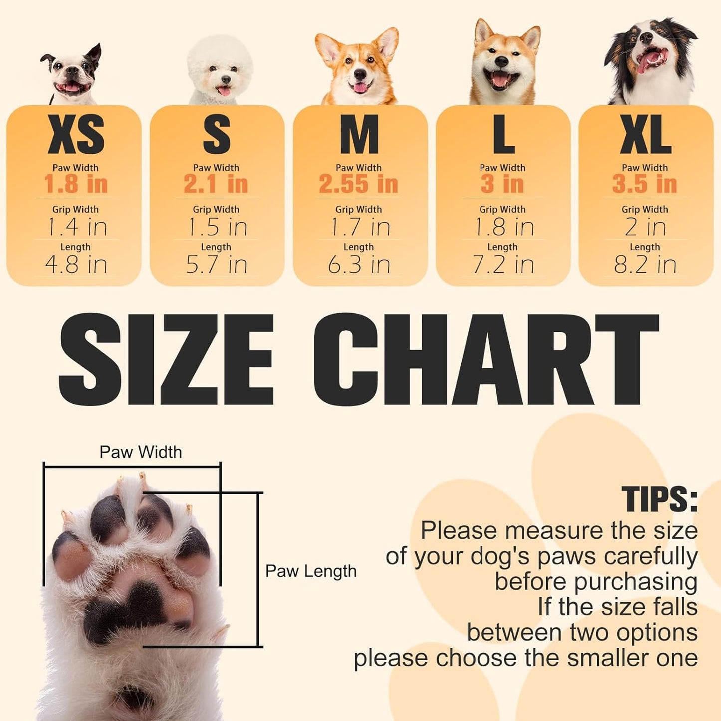 EXPAWLORER Dog Socks for Hardwood Floors, Dog Booties for Winter, Dog Boots & Paw Protectors Pavement to Prevent Licking, Anti Slip Dogs Shoes for Small Medium Large Senior Dogs,Khaki L