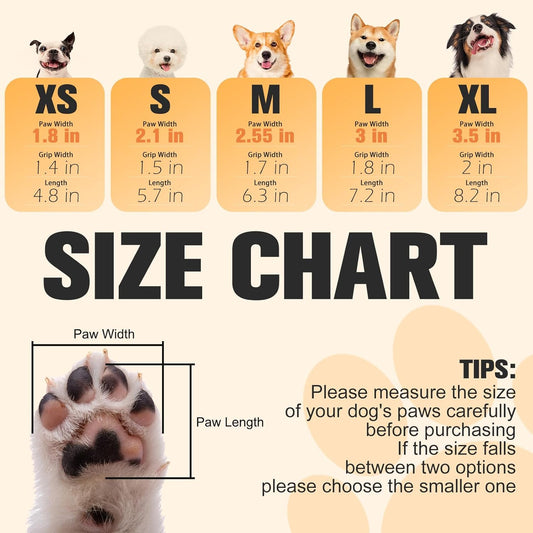 EXPAWLORER Dog Socks for Hardwood Floors, Dog Booties for Winter, Dog Boots & Paw Protectors Pavement to Prevent Licking, Anti Slip Dogs Shoes for Small Medium Large Senior Dogs,Khaki L