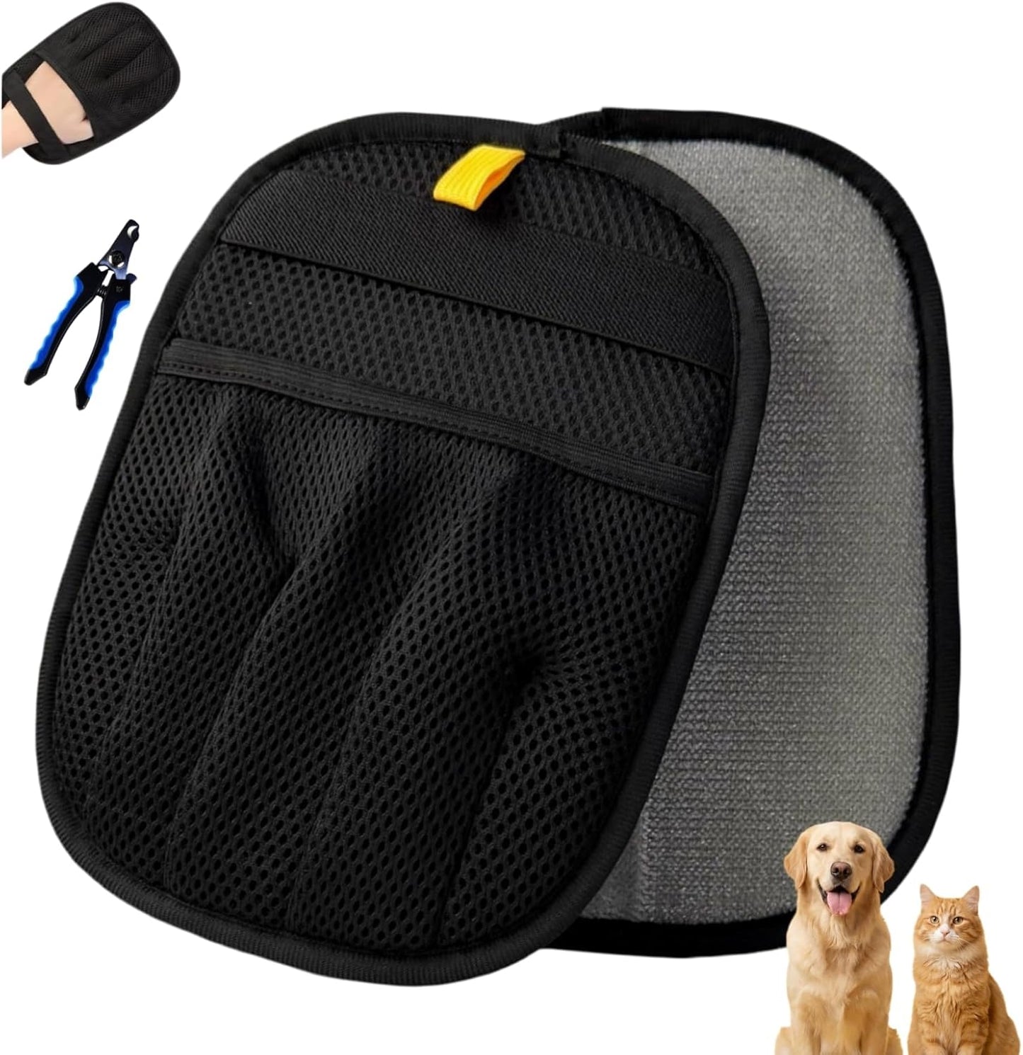 Pet Hair Removal Glove for Dogs & Cats, Newly Upgraded Reusable Electrostatic Pet Hair Glove, Magic Brush Pet Hair Remover Comes with Nail clippersTool for Clothing, Couch, Carpet, Car Seat