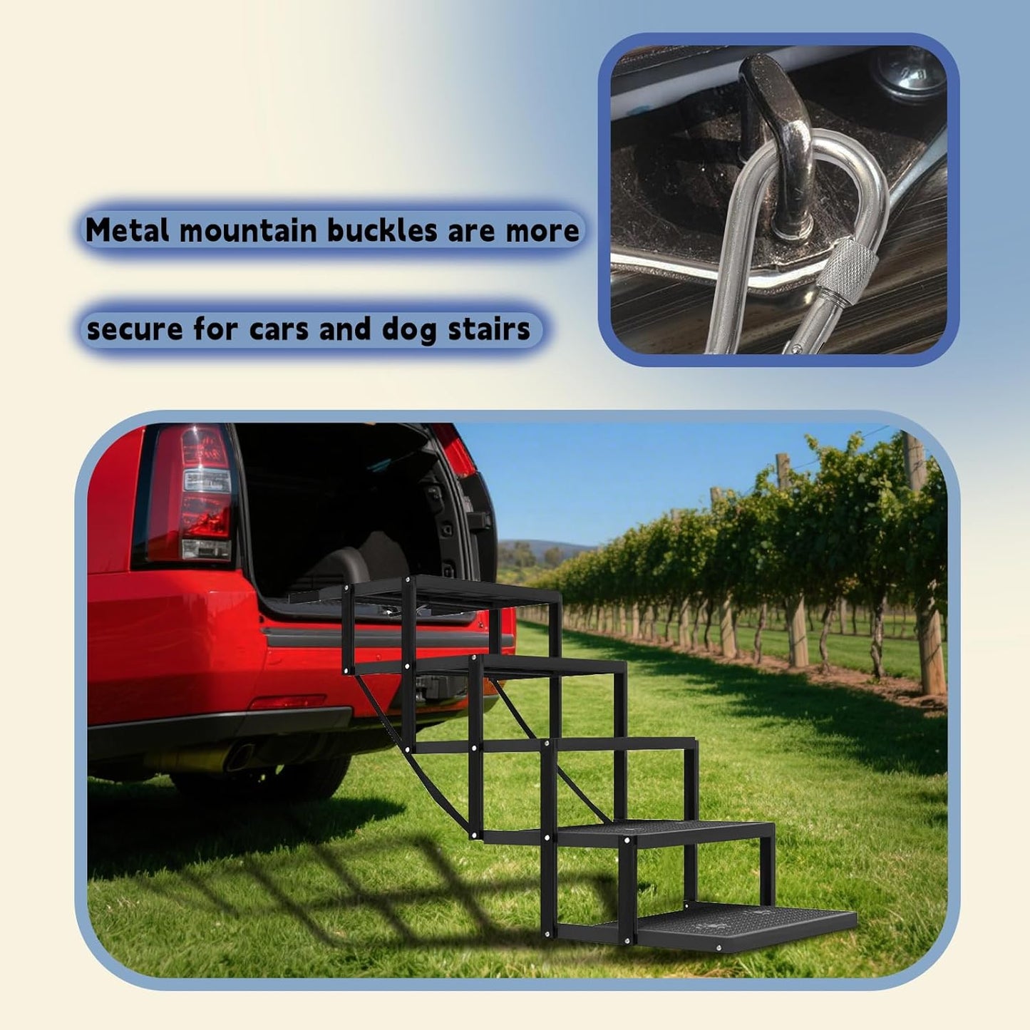 Dog Stairs for Car, Dog Steps for Car with Upgraded Load-Bearing Capacity, Dogs Stairs for Large Dogs, Pet Steps, 6 Steps