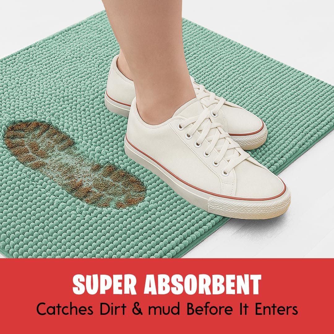 MudGuard Mat™ Dog Door Mat for Muddy Paws, Super Absorbent Microfiber, Non-Slip Indoor Mat, Quick Dry Chenille Mud Mat for Dogs & Entryway, Washable, Grey 19" x 30"