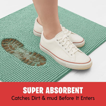 MudGuard Mat™ Dog Door Mat for Muddy Paws, Super Absorbent Microfiber, Non-Slip Indoor Mat, Quick Dry Chenille Mud Mat for Dogs & Entryway, Washable, Grey 19" x 30"