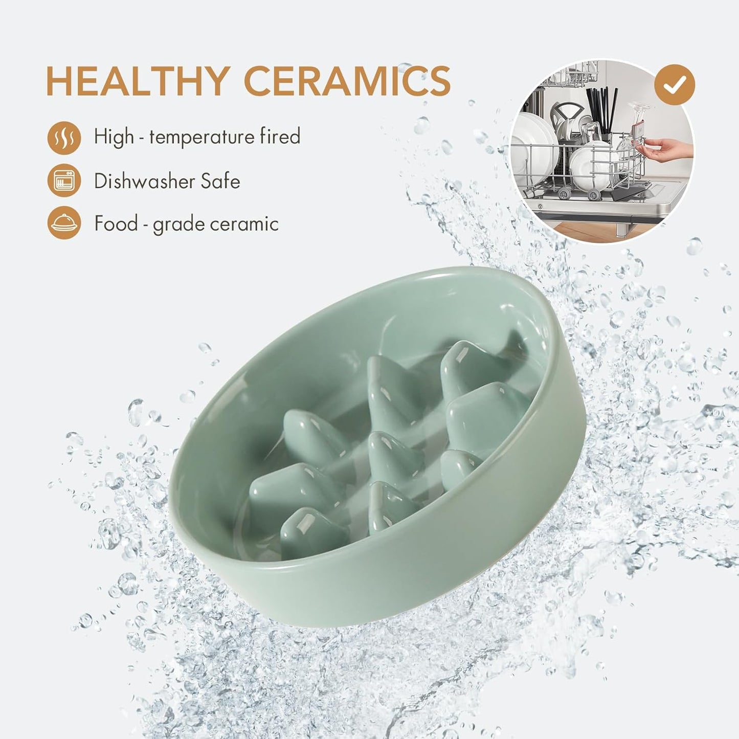Havniva Ceramic Slow Feeder Dog Bowls, 1.6 Cups Dog Bowl Slow Feeding for Medium Breed, 8.2inch Puzzle Dog Food Bowl Slow Feeder Non-Slip Anti-Gulping and Anti-Choking Reduces Bloating