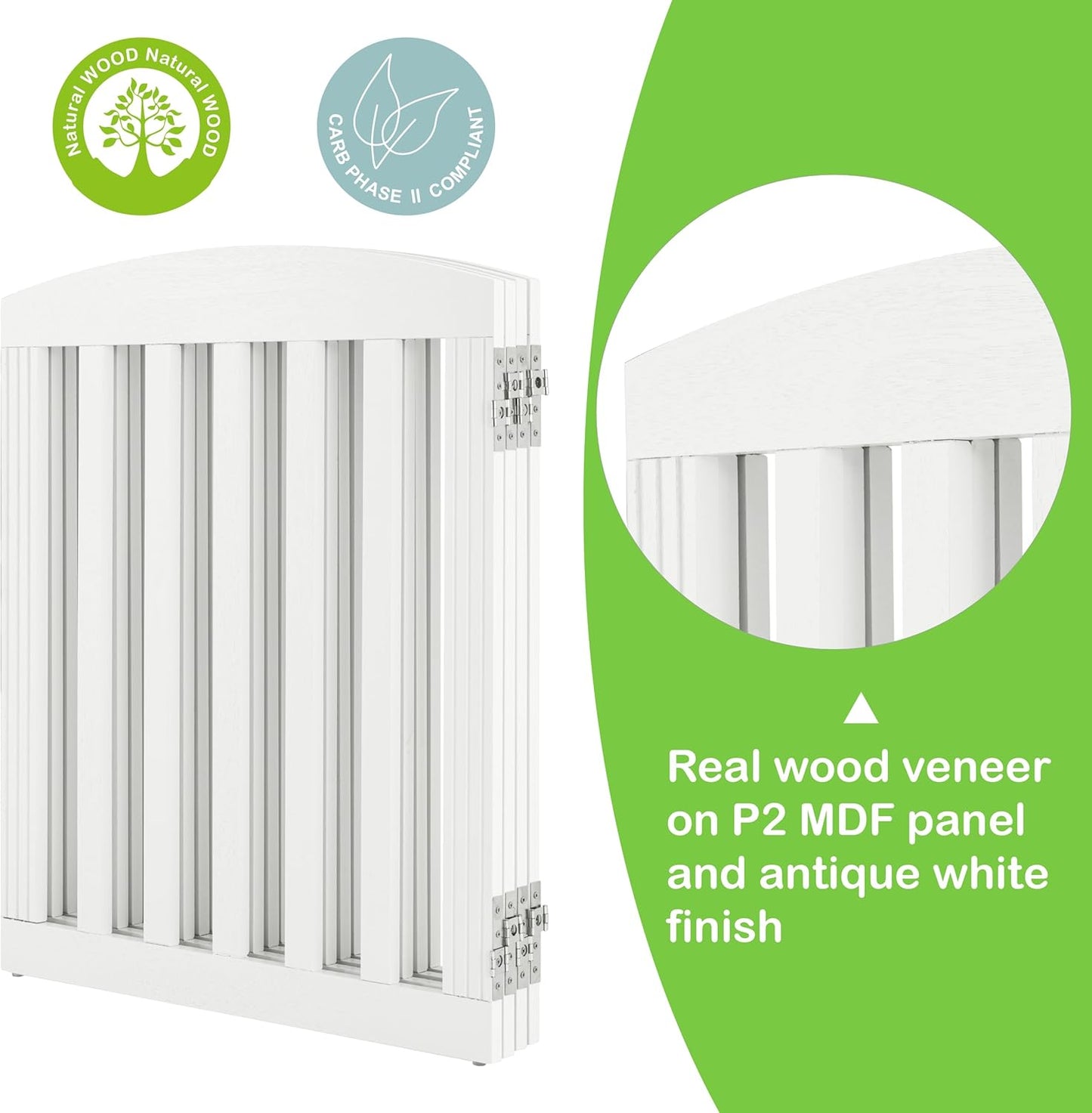 SPIRICH 96" Extra Wide 28" Tall Wooden Freestanding Foldable Dog Gate, Pet Gate Indoor, 4 Panels, White