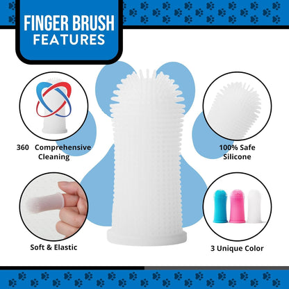 Dog Finger Toothbrush – Soft Silicone Finger Brush for Dogs & Puppies – Gentle Dental Care for Pets – Easy-to-Use Dog Toothbrush for Small, Medium & Large Breeds (Blue/White)