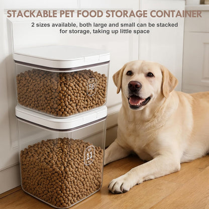 6 lbs Airtight Dog Cat Food Storage Container and Dog Treat Containers BPA-Free, PET Clear Stackable Pet Storage Bin, 1-Cup Scoop, 1-Sponge cleaning brush, Pop Top, With handle, Easy Mobility-Medium