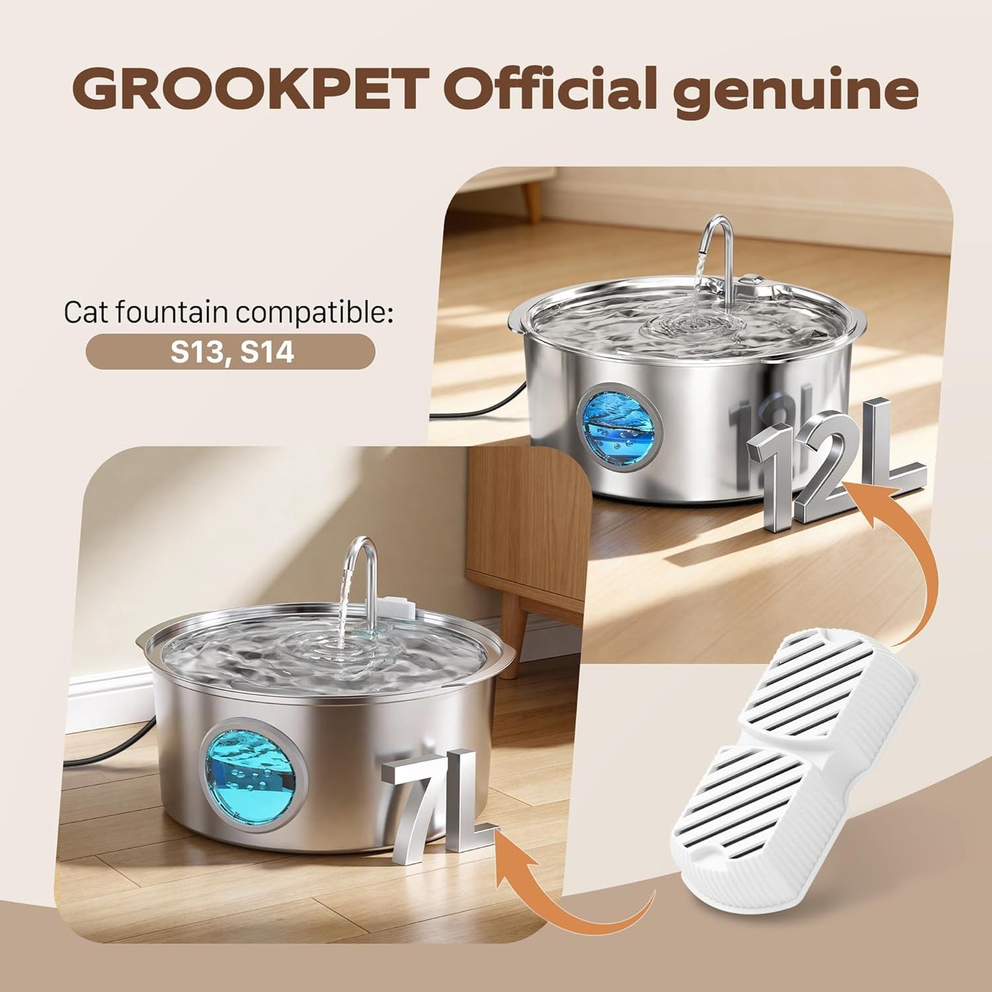 Dog Water Fountain for Large Dogs: 7L/236oz/1.8G Dog Fountain Stainless Steel - Big Cat Drinking Fountain Indoor - Super Quiet Water Fountain for Dogs Inside - for Large Dog Cats & Multi-Pet Home