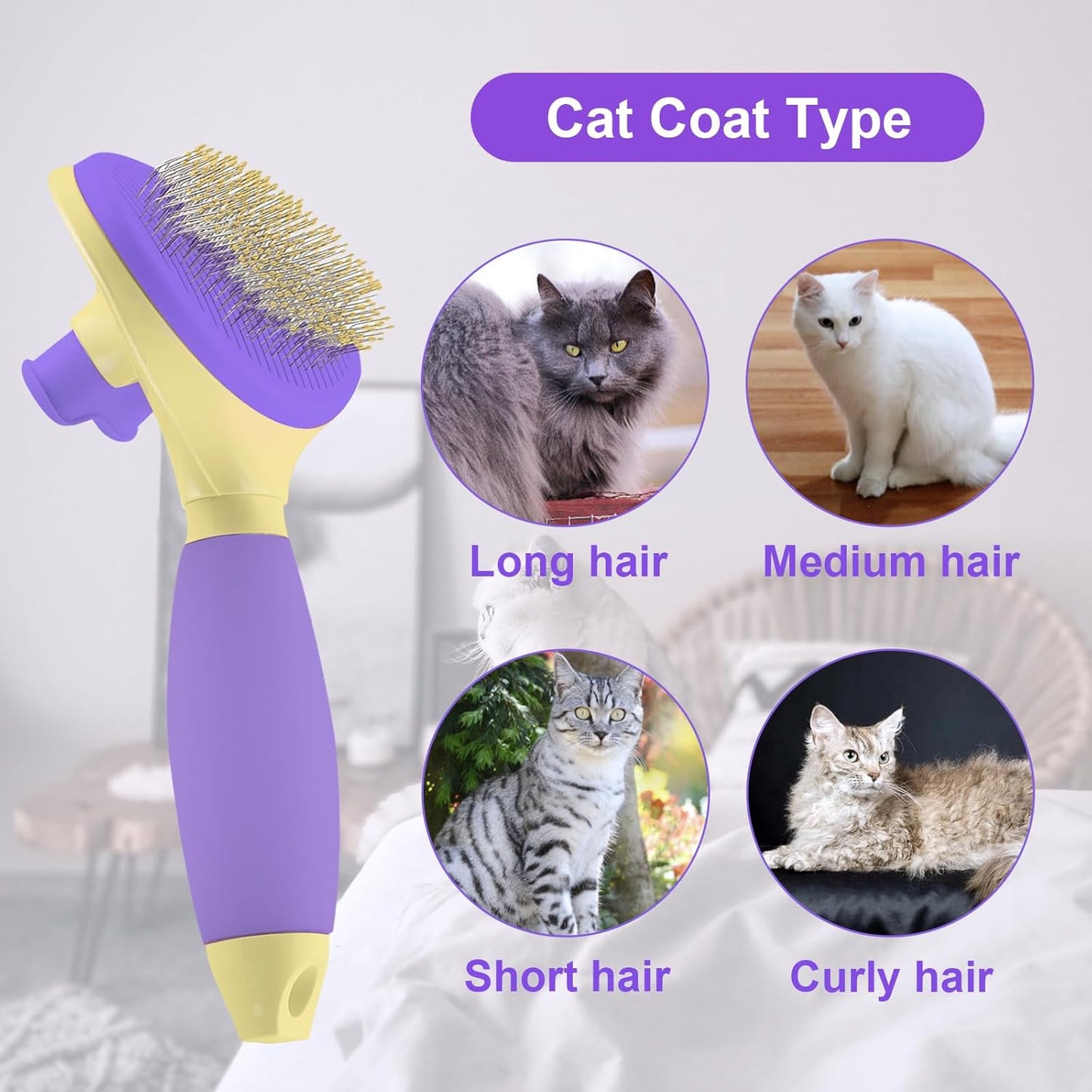 Cat Hair Brush,Cat Brush for Shedding,Soft Silicone Self Cleaning Brushes for Short and Long Haired Cats for Grooming and Shedding