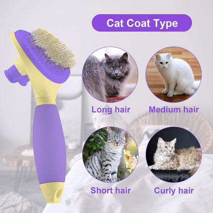 Cat Hair Brush,Cat Brush for Shedding,Soft Silicone Self Cleaning Brushes for Short and Long Haired Cats for Grooming and Shedding