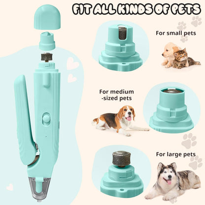 2-in-1 Dog Nail Trimmers & Dog Nail Grinder, Dog Nail Clippers with 2 LED Lights & Safety Guard, USB Rechargeable, Multiple Grinding Methods for Small, Medium, and Large Dogs & Cats (Green)