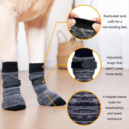 Dog Socks 12 Pack to Prevent Licking Paws, Anti Slip Dog Booties and Paw Protectors for Hardwood Floors Hot Pavement, Suitable for Small Medium Large Senior Dogs - Size Medium