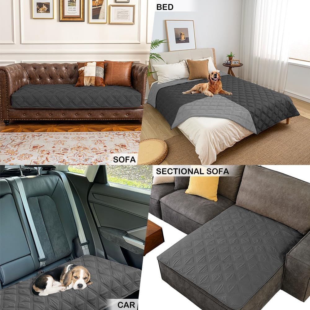 fuguitex Waterproof Dog Blanket, Pet Friendly Reversible Throw Essential for Small Dogs, Tear Resistant Leakproof Washable Couch Cushion Bed Protector Cover for Indoor Furniture（30"*70",Beige+Cream