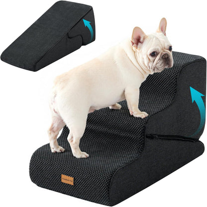 Gardner Pet 4-Step Dog Stairs for Small Dogs 18.5" H, Curved 4-Step Pet Stairs, Dog Steps for High Bed (18-20 in), Couch with Durable Non-Slip Waterproof Fabric Cover and CertiPUR-US Certified Foam