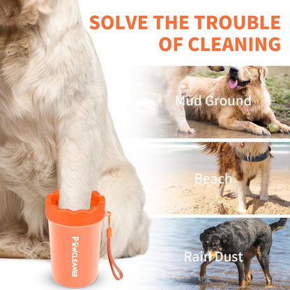 Professional 7 in 1 Dog Paw Cleaner for Dogs & Cats - Includes 1 Portable Paw Washer, 1 Bath Brush, 2 Dog Toothbrushes and 3 Absorbent Towels Note: Fits Paws up to 2 Inches Wide (Small, Blue)