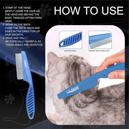 Pet Self Cleaning Slicker Brush and Grooming Comb - Gently Removes Loose Hair, Tangles, and Dirt - Skin Friendly Deshedding Grooming Tool for Hair Dogs & Cats - Pet Supplies Accessories (Purple)