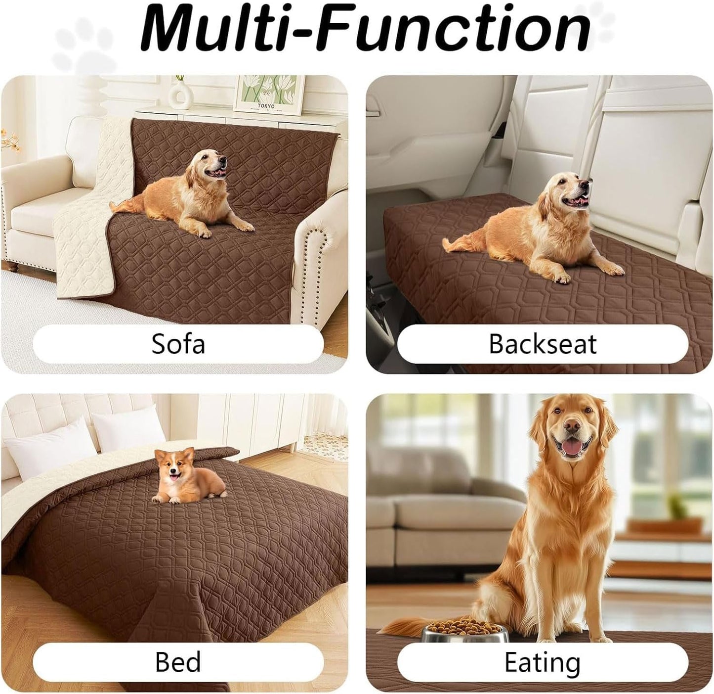 hyha Waterproof Dog Bed Blanket, Soft Pet Blankets, Waterproof Couch Cover for Dogs, Reversible Sofa Covers Washable for Furniture (30x70 Inch, Taupe/Beige)