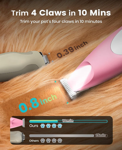 oneisall Low-Noise Dog Paw Trimmer with LED Light, Paw Trimmer for Dogs &Cats 0.8inch/20mm Wide Blade, 35dB Cordless Electric Pet Paw Grooming Clippers for Paws, Ears, Face, Rump