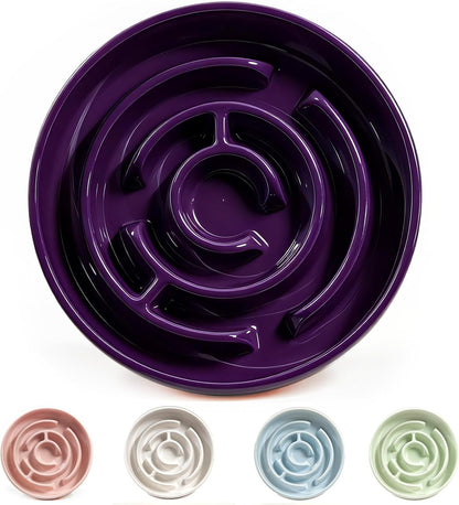 Ceramic Slow Feeder Dog Bowls with Anti-Slip, Slow Feeder & Non-Slip Design, Boredom and Anxiety Reducer, Suitable for All Breed Dogs and Cat (Ceramic-White)