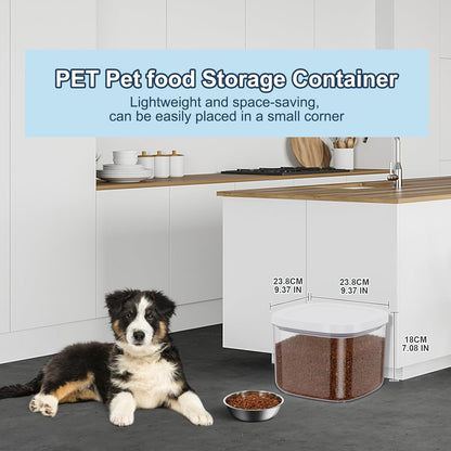 6 lbs Airtight Dog Cat Food Storage Container and Dog Treat Containers BPA-Free, PET Clear Stackable Pet Storage Bin, 1-Cup Scoop, 1-Sponge cleaning brush, Pop Top, With handle, Easy Mobility-Medium