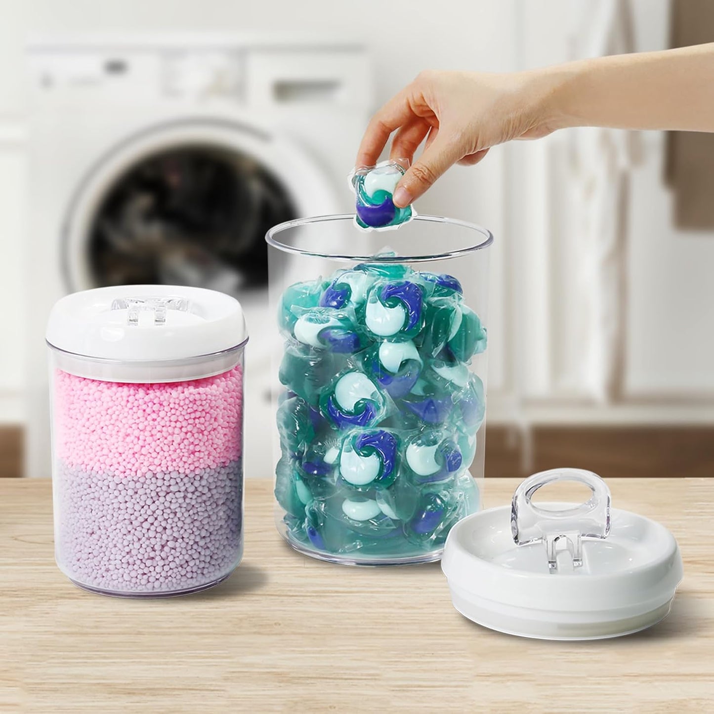Felli Flip Tite Pet Food Container with Airtight Lids, BPA FREE Acrylic Canister with Paw Bone Fish Flip Top Handles for Cat Dog Kibble Treats Storage, Keep Fresh (Pet Collection Nest-L3pk)