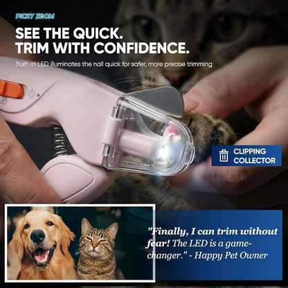2-in-1 Dog & Cat Nail Clippers and Grinder with Light – Upgraded Safety Guard to Avoid Overcutting, Sharp Blade, Painless Quiet Pet Nail Claw Trimmers, Professional Grooming Tool for Large Small Pets
