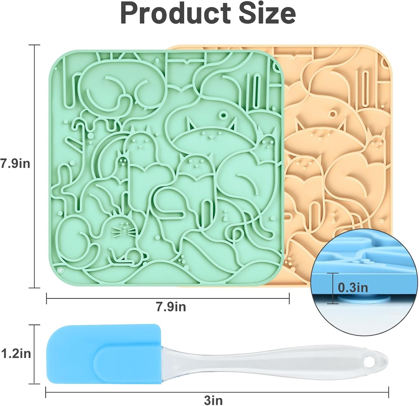 Lick Mat for Dogs,Lick Pads for Cats with Suction Cups- Large&Small Pet Anxiety Relief, Slow Feeder Dog Bowls, Bathing, Grooming and Training -2PCS Packing (Blue+Green, Large)