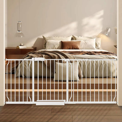 Extra Wide Baby Gate with Door Pressure Mounted 57.48-62.20 Inch,Child Baby Gates for Doorways No Drilling,Walk Through Dog Gate Indoor for The House Kitchen Stairs,White