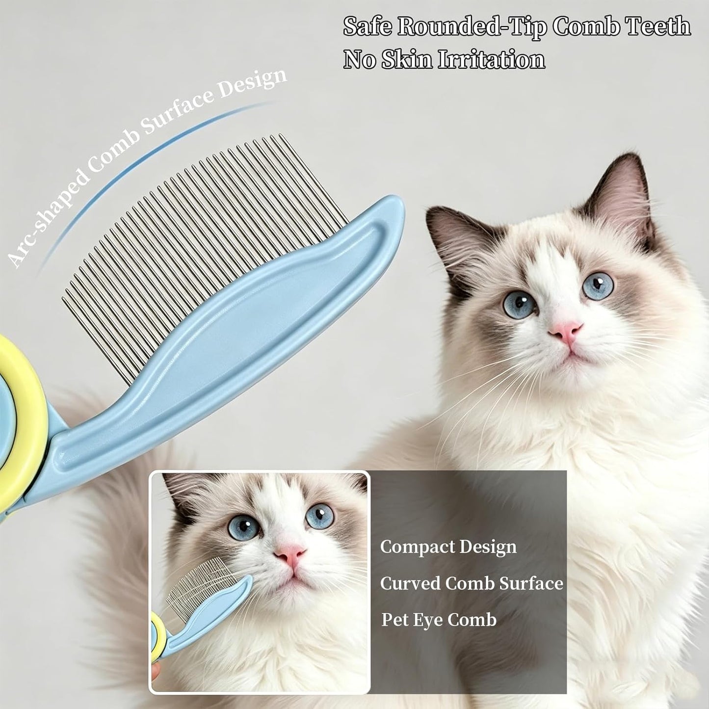 Foldable Dual-Head Tear Stain Remover Eye Comb for Small Dogs Cats Hamsters Grooming Tool, Fit Yorkie, Shih Tzu, Maltese, Poodle, Cockapoo ， Puppy Essentials, Flea Brush (Yellow)