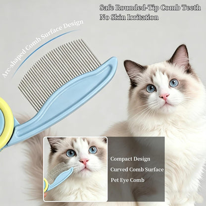 Foldable Dual-Head Tear Stain Remover Eye Comb for Small Dogs Cats Hamsters Grooming Tool, Fit Yorkie, Shih Tzu, Maltese, Poodle, Cockapoo ， Puppy Essentials, Flea Brush (Yellow)