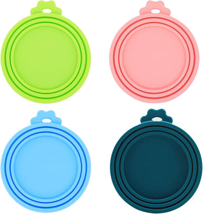 Food Can Lids, 4 Pcs Silicone Pet Food Can Covers for Dog & Cat Food, One Tin Cap Fit Most Standard Size Dog Cat Food Canned（Multicolor）…