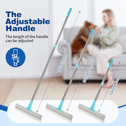Carpet Rake for Pet Hair Removal - Reusable Pet Hair Remover, 54” Adjustable Long Handle Cat Dog Carpet Rake, Advanced Lint Remover Scraper for Carpets, Rugs, Mats, Couch