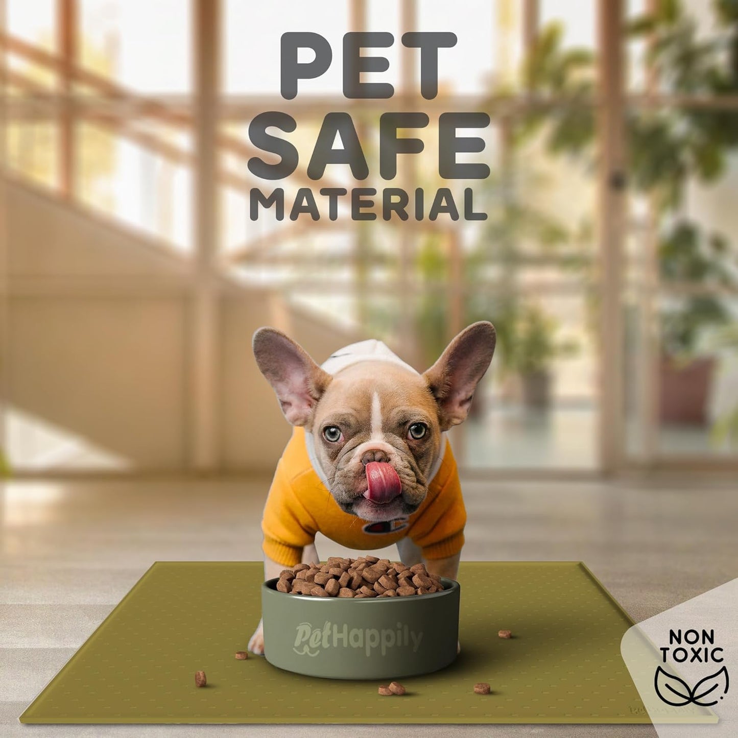 Dog Food Mat - Raised Edges Dogs Mat for Food and Water Prevent Spill, Waterproof Cat Food Mats Protect Floors, Easy Clean Dog Bowl Mats for Food and Water, Silicone Pet Feeding Placemats