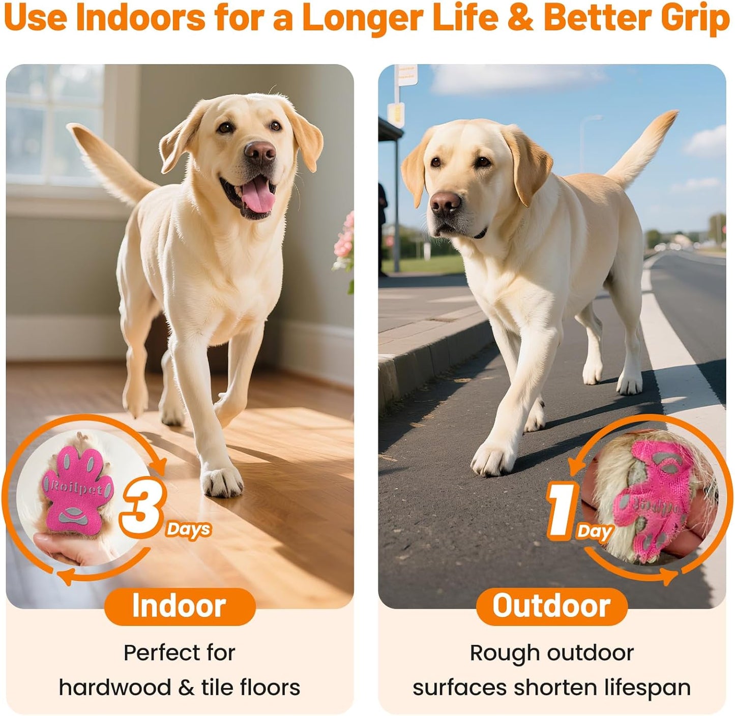 Dog Paw Protector Anti-Slip Pads, Toe Grips for Senior Dogs to Prevent Slipping on Hardwood Floors, Stronger Self-Adhesive Paw Pad Provide Traction for Elderly, Injured Pets (12 Sets - 48Pads, XL)
